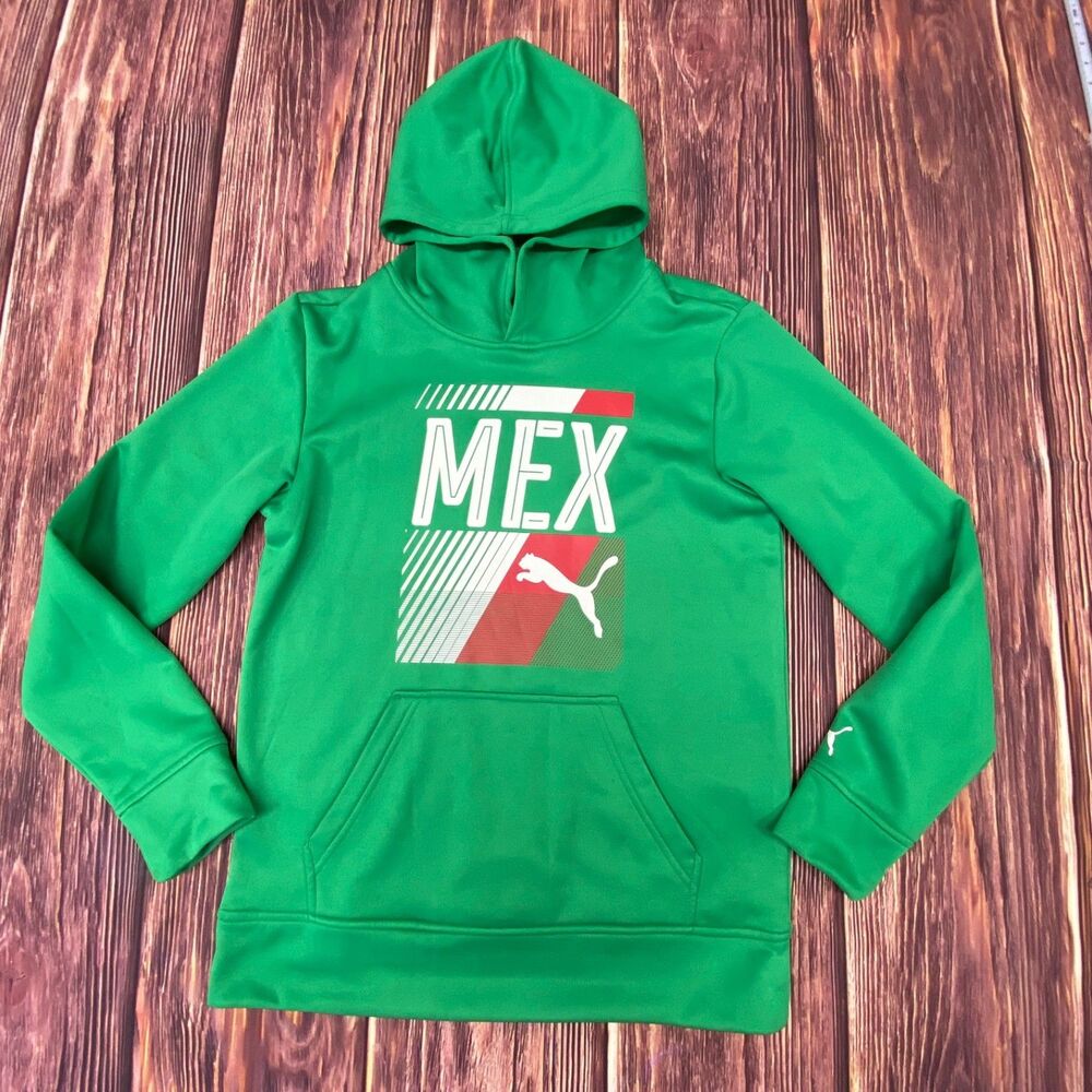 Puma Boy's Mexico Soccer Hoodie Sweatshirt Green Size L 14/16